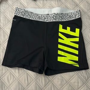 Nike Black and Yellow Athletic Shorts with Compression Fit